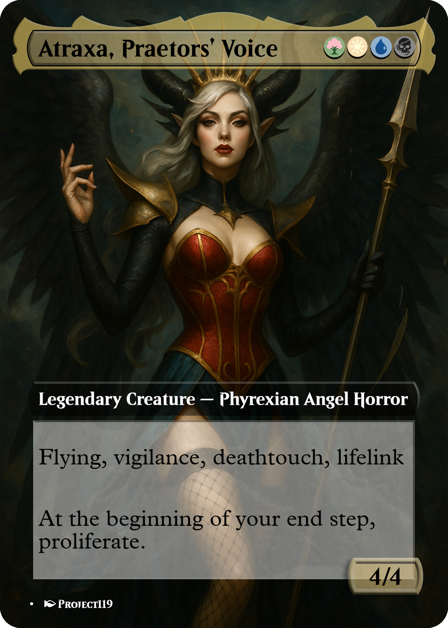 Atraxa, Praetor's Voice - Burlesque Inspired Magic the Gathering Proxy Card