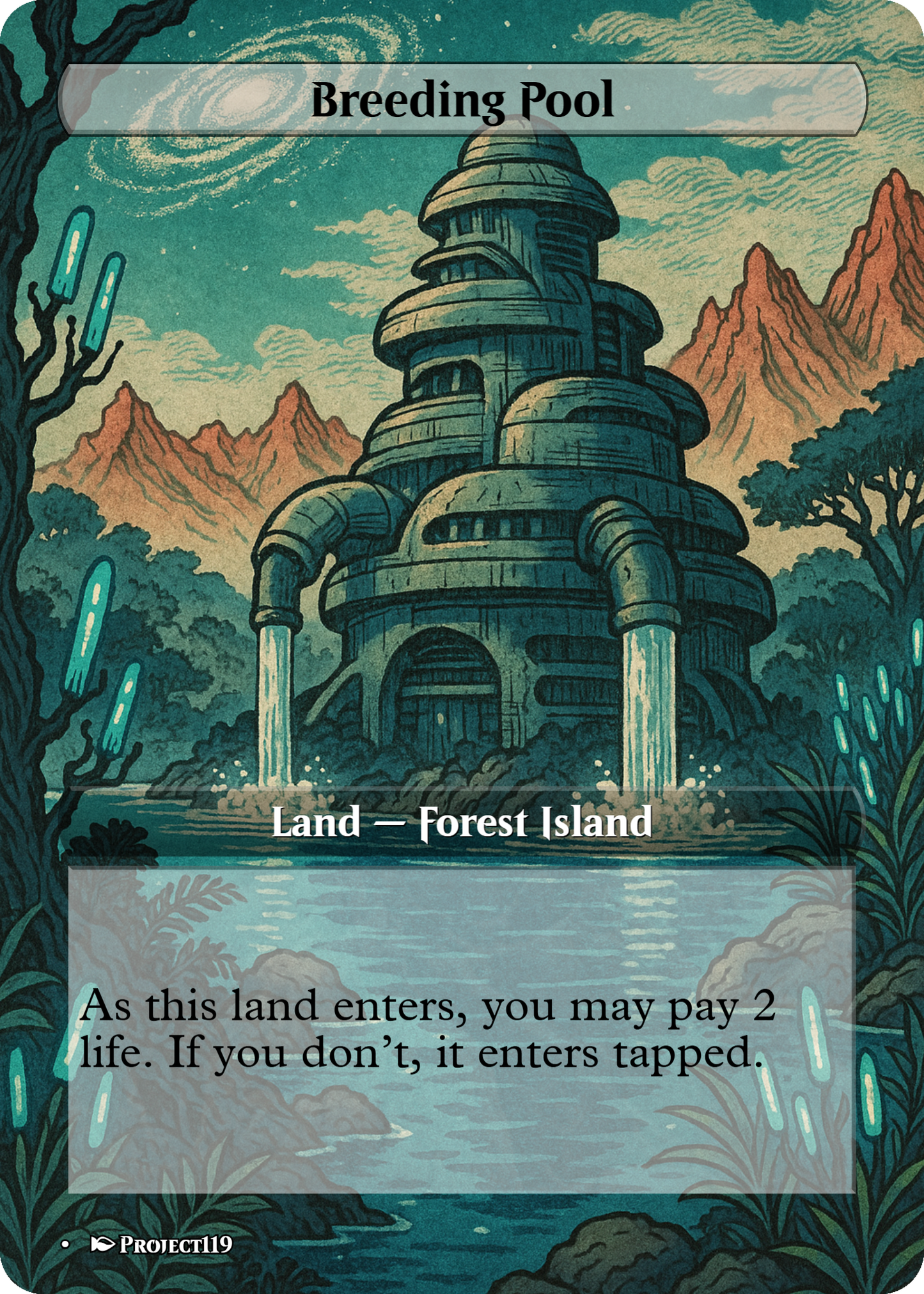 Sci Fi Japanese Wood Block Inspired 62 Card Mega Land Bundle - Magic the Gathering Proxy Cards
