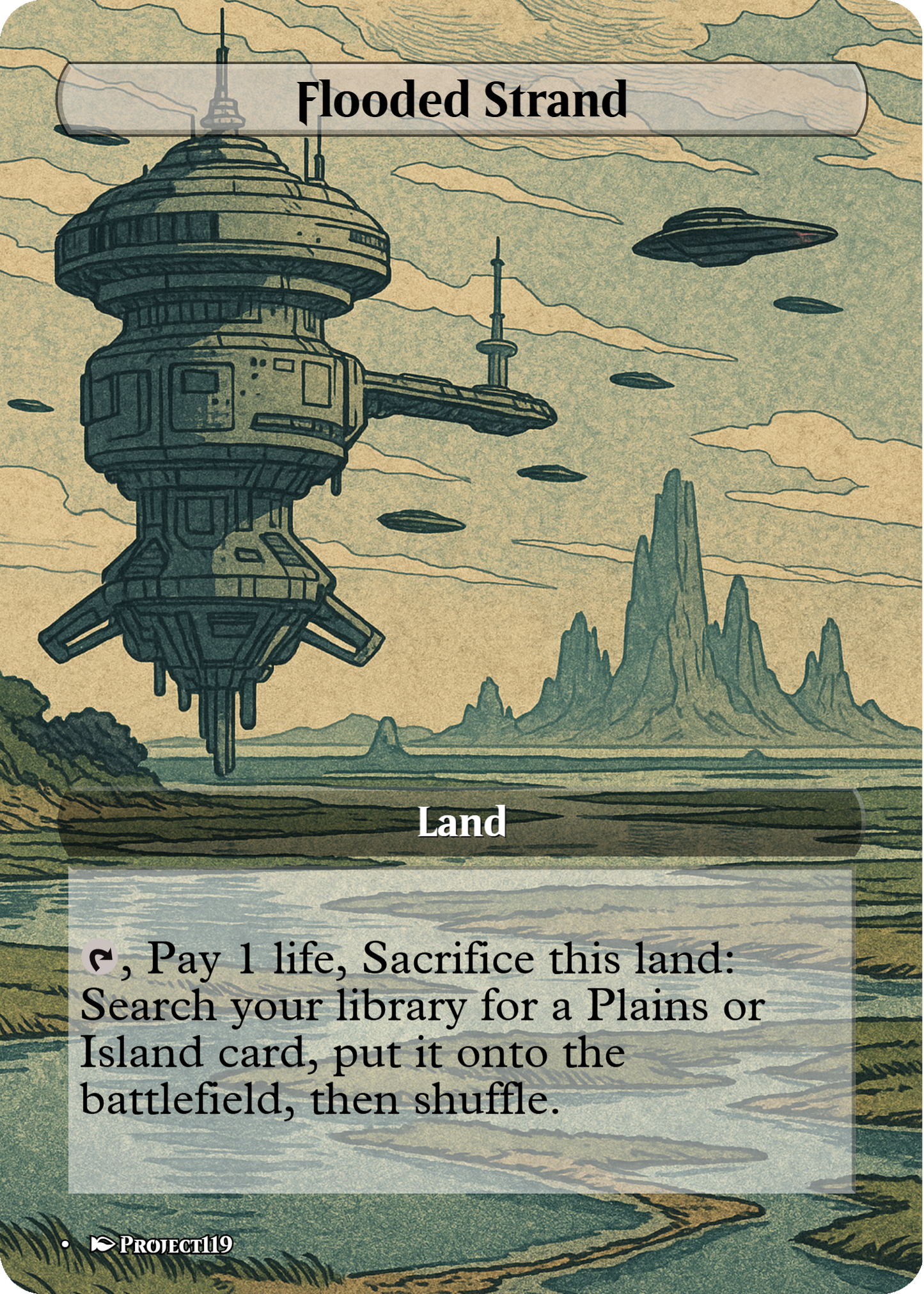Sci Fi Japanese Wood Block Inspired 62 Card Mega Land Bundle - Magic the Gathering Proxy Cards