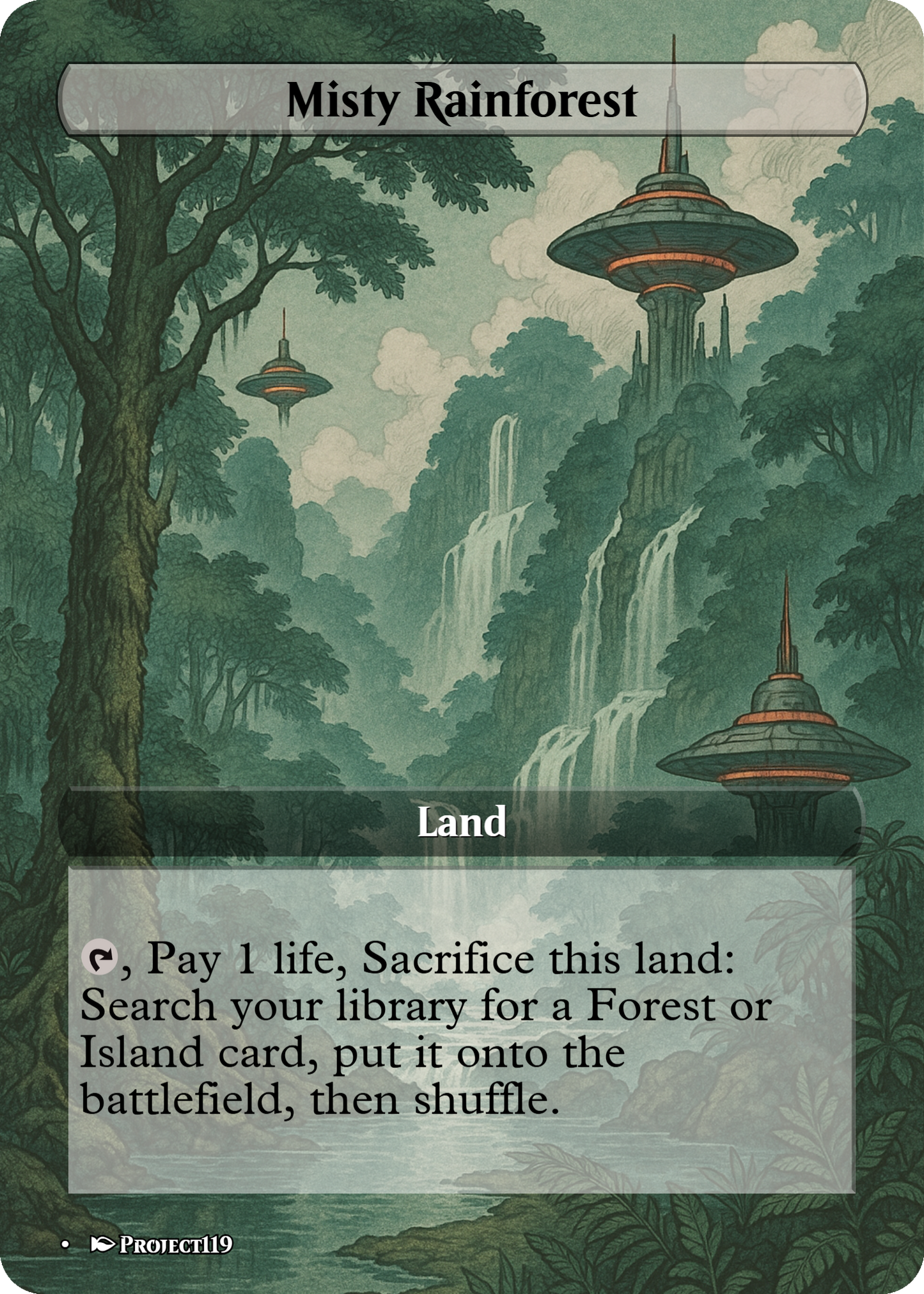 Sci Fi Japanese Wood Block Inspired 62 Card Mega Land Bundle - Magic the Gathering Proxy Cards