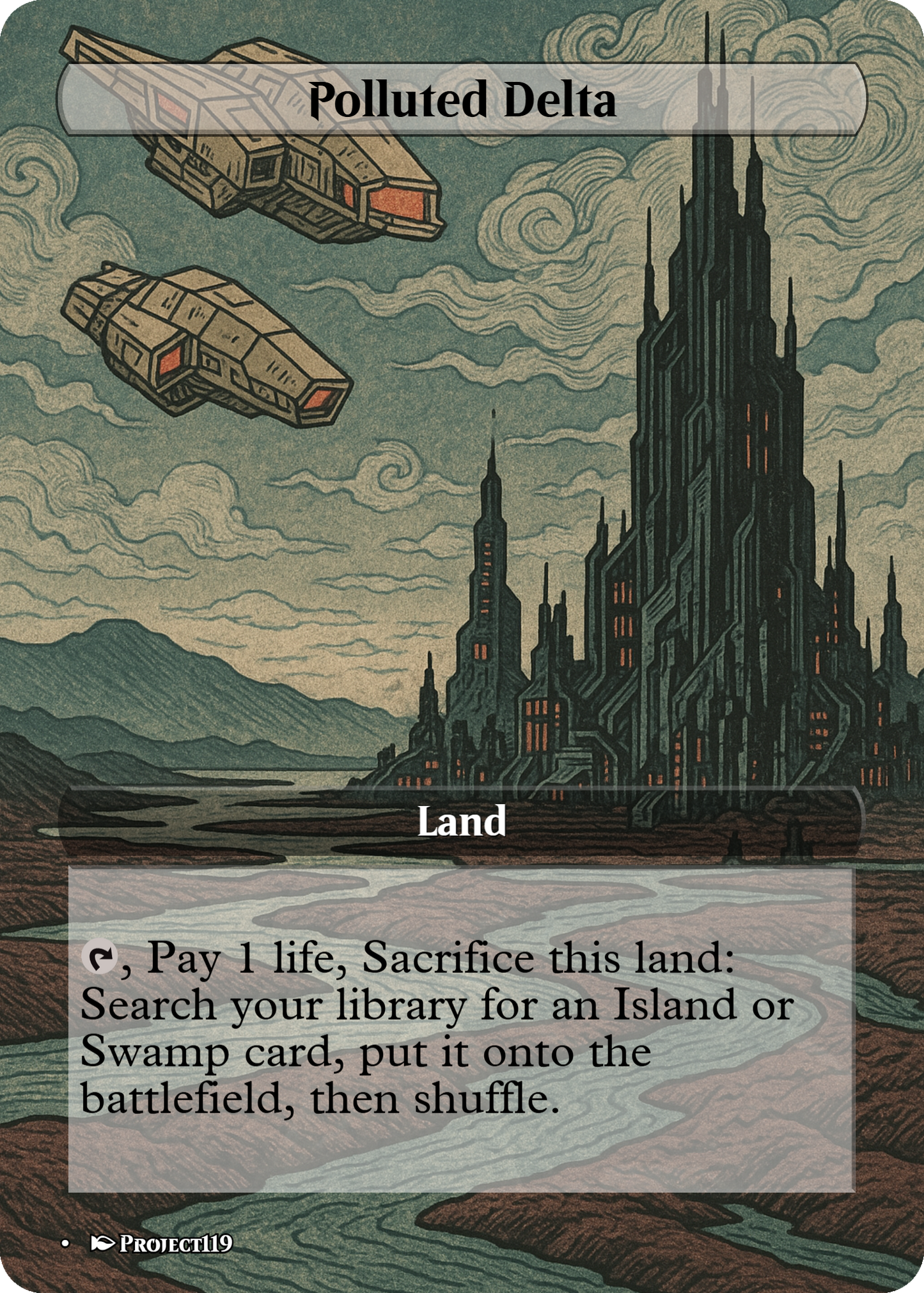 Sci Fi Japanese Wood Block Inspired 62 Card Mega Land Bundle - Magic the Gathering Proxy Cards