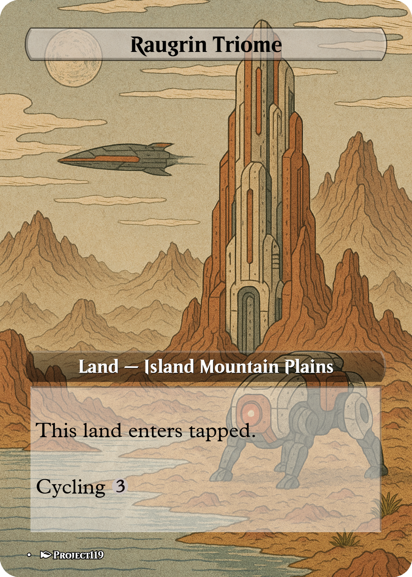 Sci Fi Japanese Wood Block Inspired 10 Triome Land Bundle - Magic the Gathering Proxy Cards