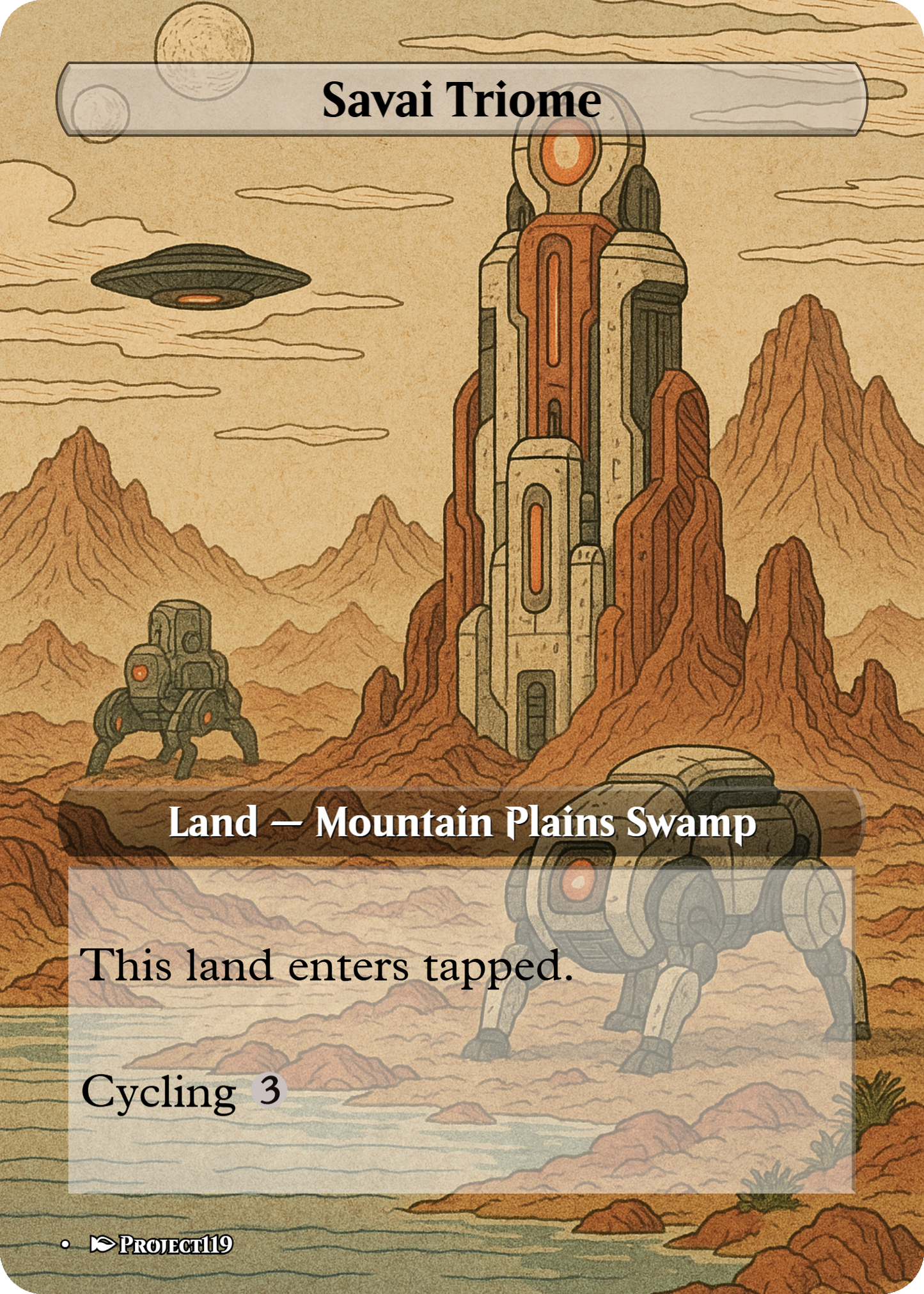 Sci Fi Japanese Wood Block Inspired 10 Triome Land Bundle - Magic the Gathering Proxy Cards