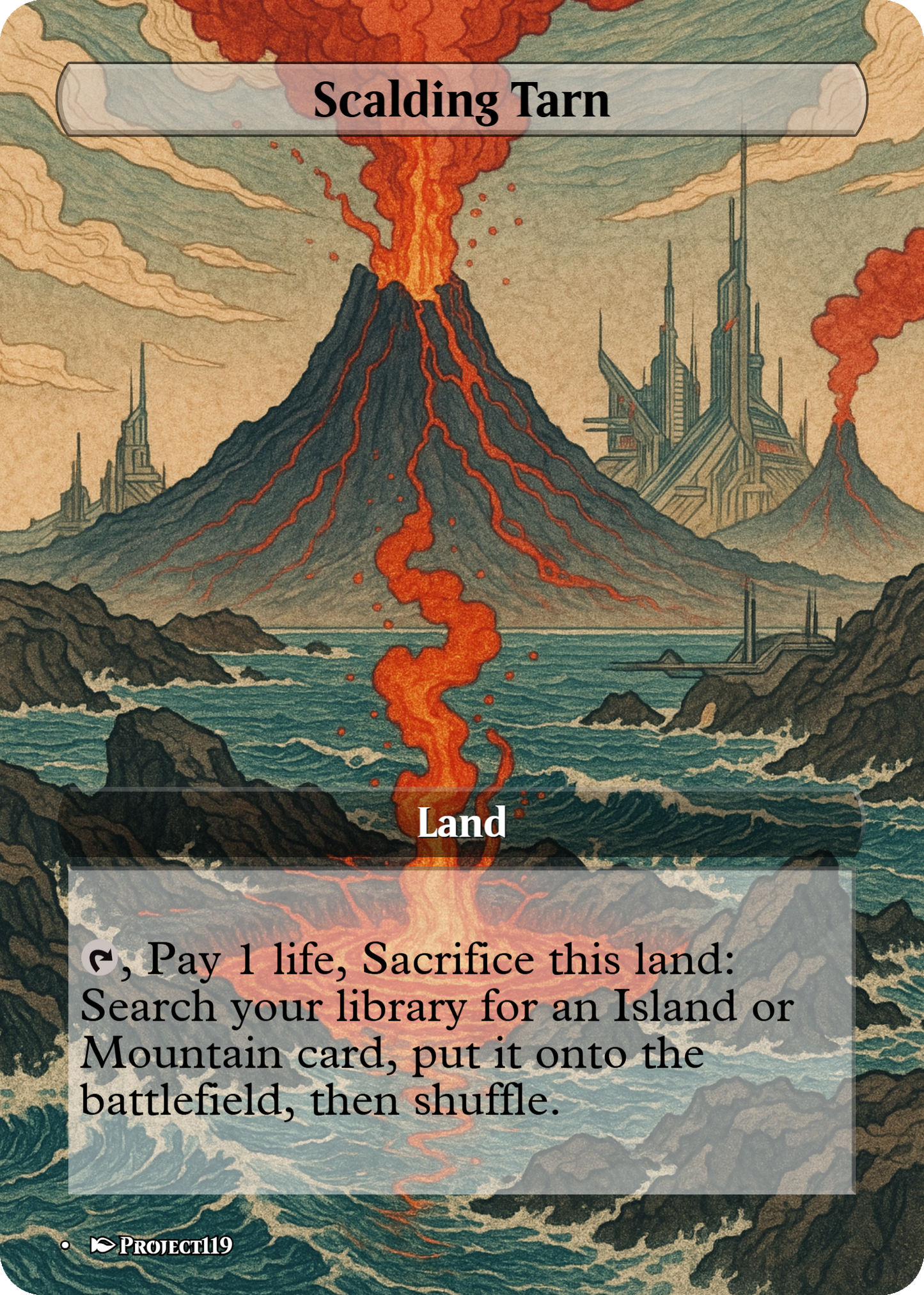 Sci Fi Japanese Wood Block Inspired 62 Card Mega Land Bundle - Magic the Gathering Proxy Cards