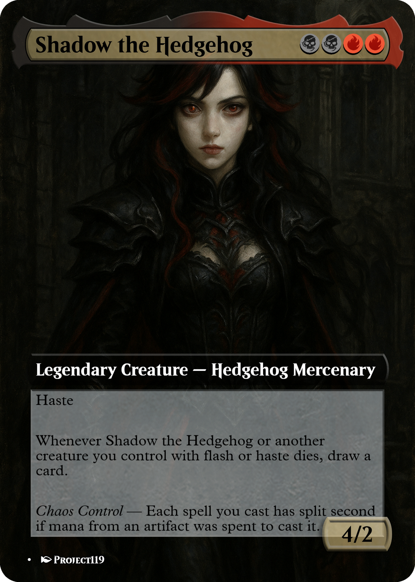 Shadow the Hedgehog - Gothic Beauties Magic the Gathering Proxy Card