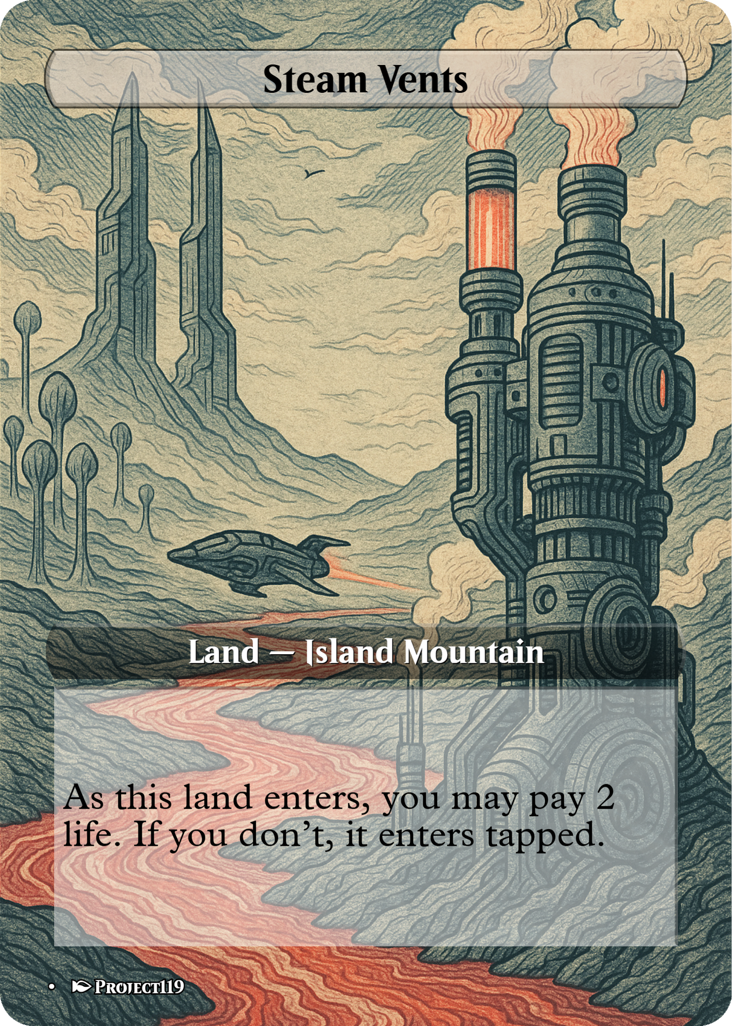 Sci Fi Japanese Wood Block Inspired 62 Card Mega Land Bundle - Magic the Gathering Proxy Cards