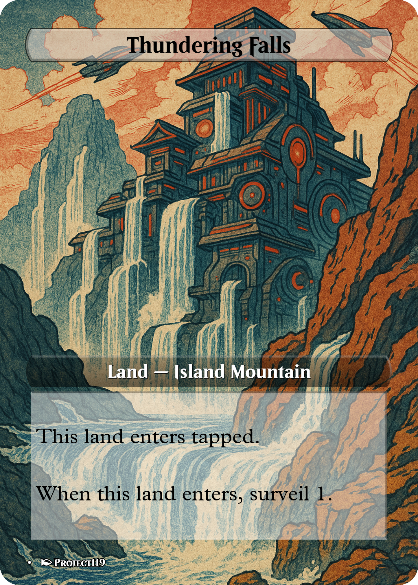 Sci Fi Japanese Wood Block Inspired 62 Card Mega Land Bundle - Magic the Gathering Proxy Cards