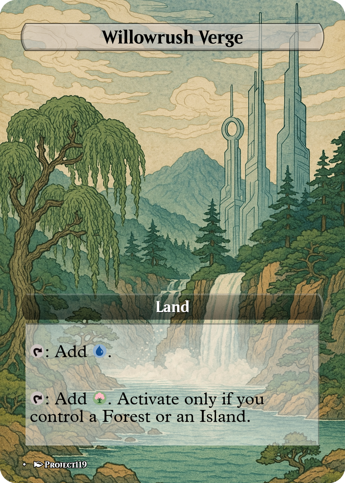 Sci Fi Japanese Wood Block Inspired 62 Card Mega Land Bundle - Magic the Gathering Proxy Cards