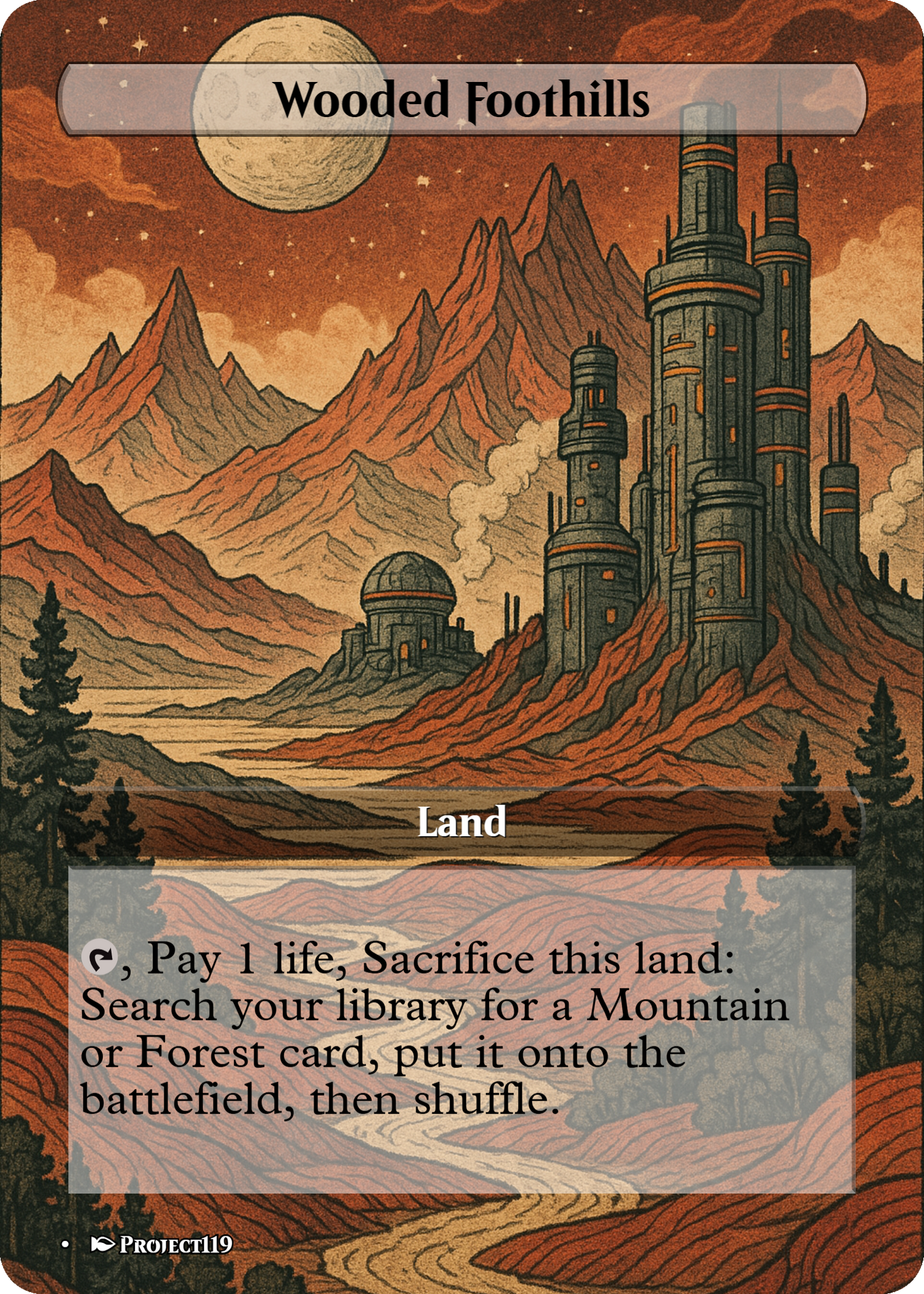 Sci Fi Japanese Wood Block Inspired 62 Card Mega Land Bundle - Magic the Gathering Proxy Cards