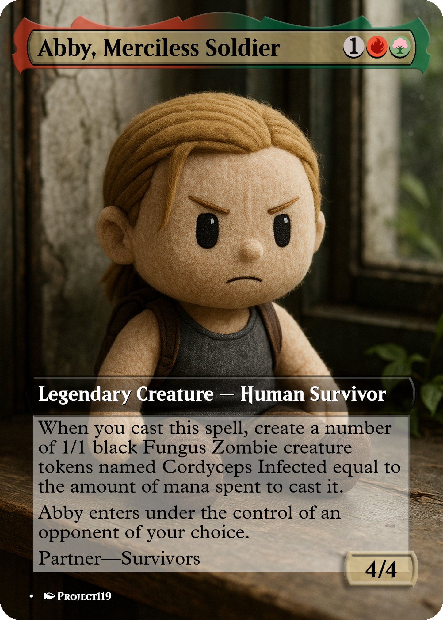 Abby, Merciless Soldier - Plushie Inspired Magic the Gathering Proxy Card