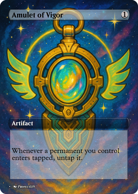 Amulet of Vigor - Celestial Art Inspired Magic the Gathering Proxy Card