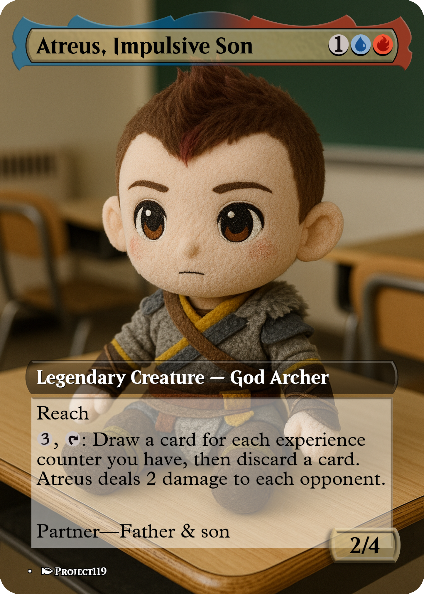 Kratos, Stoic Father & Atreus, Impulsive Son - Plushie Inspired Magic the Gathering Proxy 2 Card Bundle