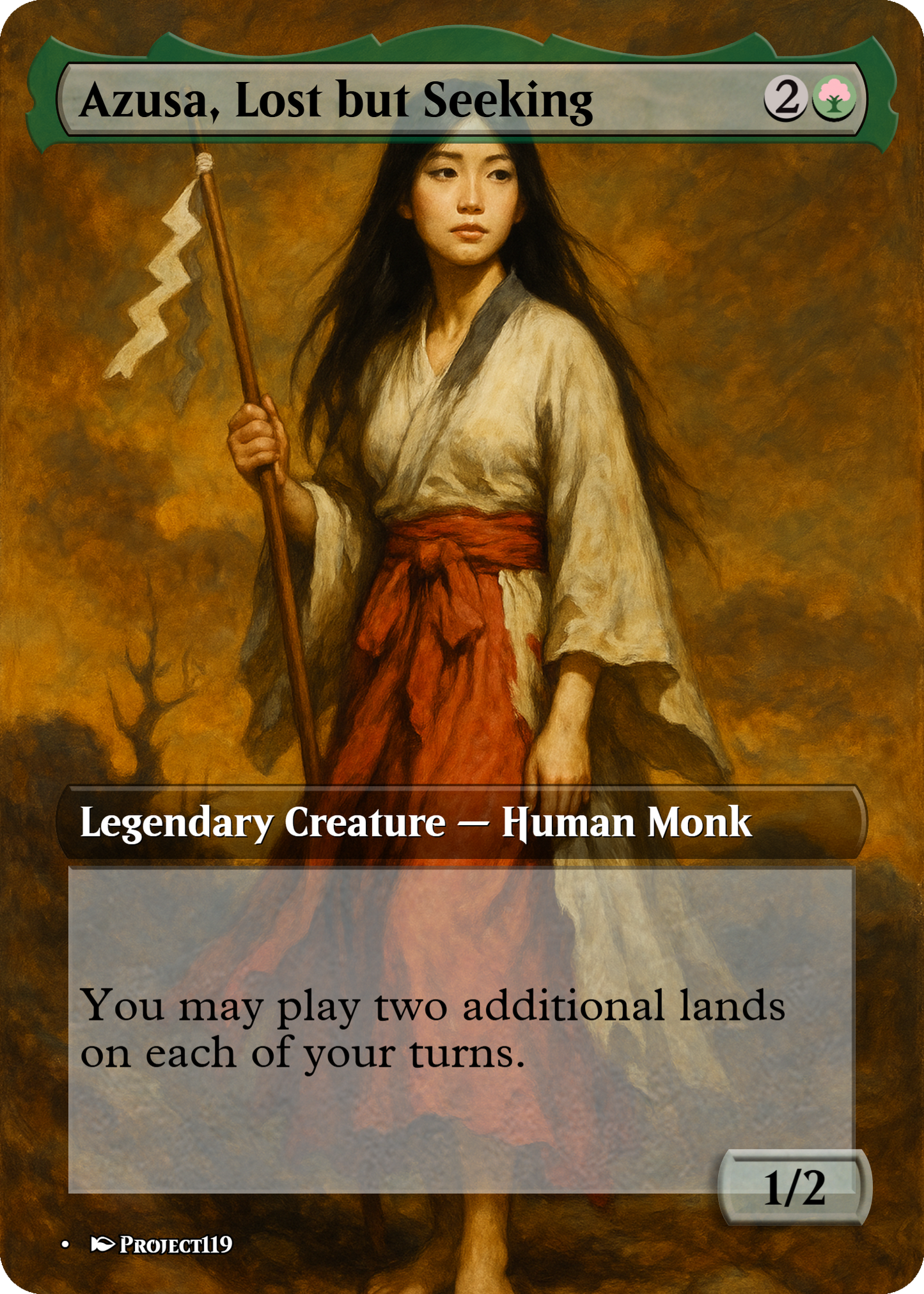 Azusa, Lost but Seeking - Dark Fantasy Inspired Magic the Gathering Proxy Card