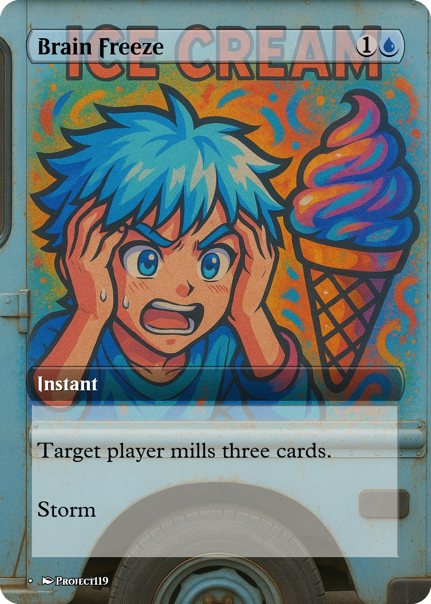Brain Freeze - Graffiti Inspired Magic the Gathering Proxy Card