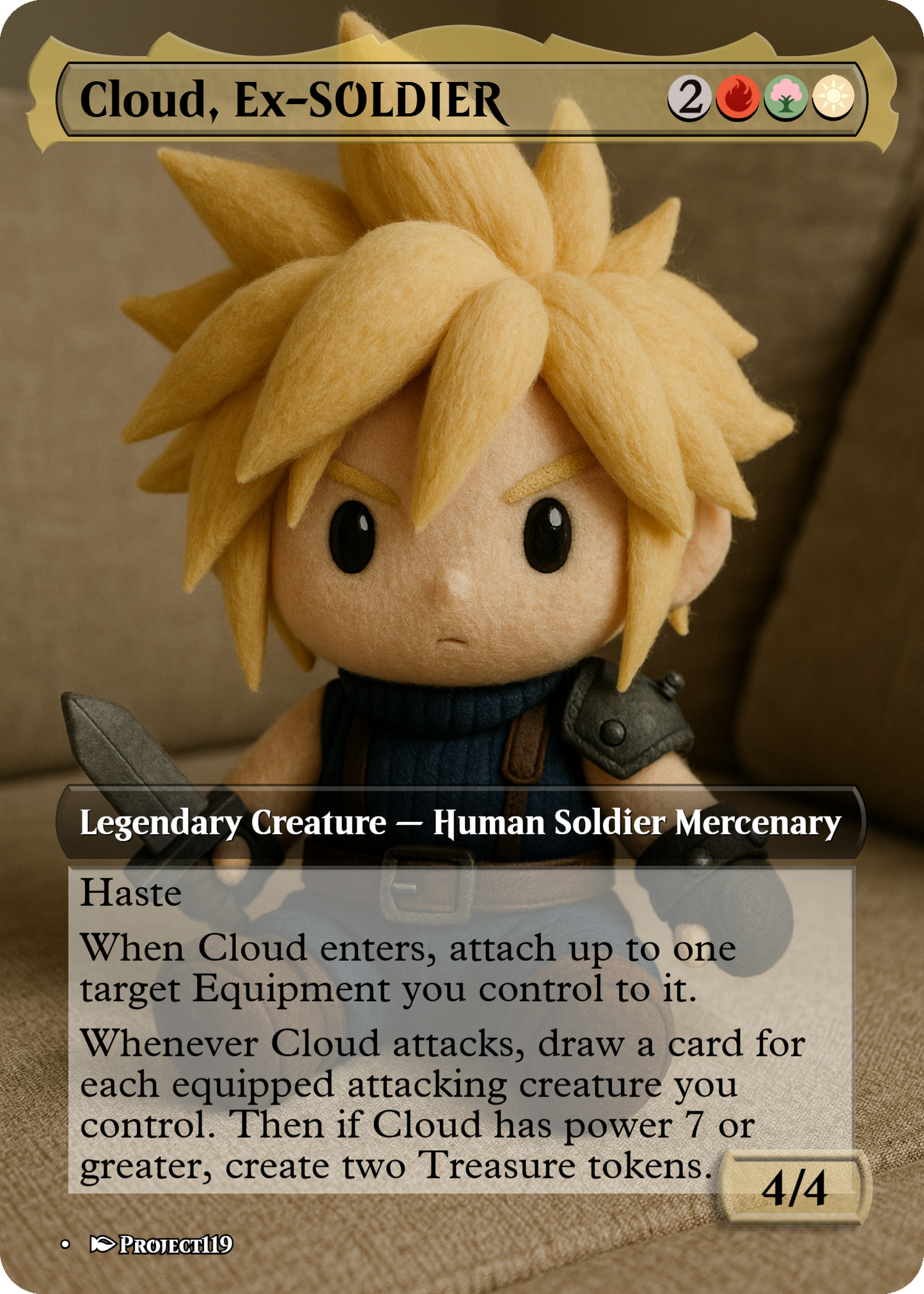 Cloud, Ex-SOLDIER - Plushie Inspired Magic the Gathering Proxy Card