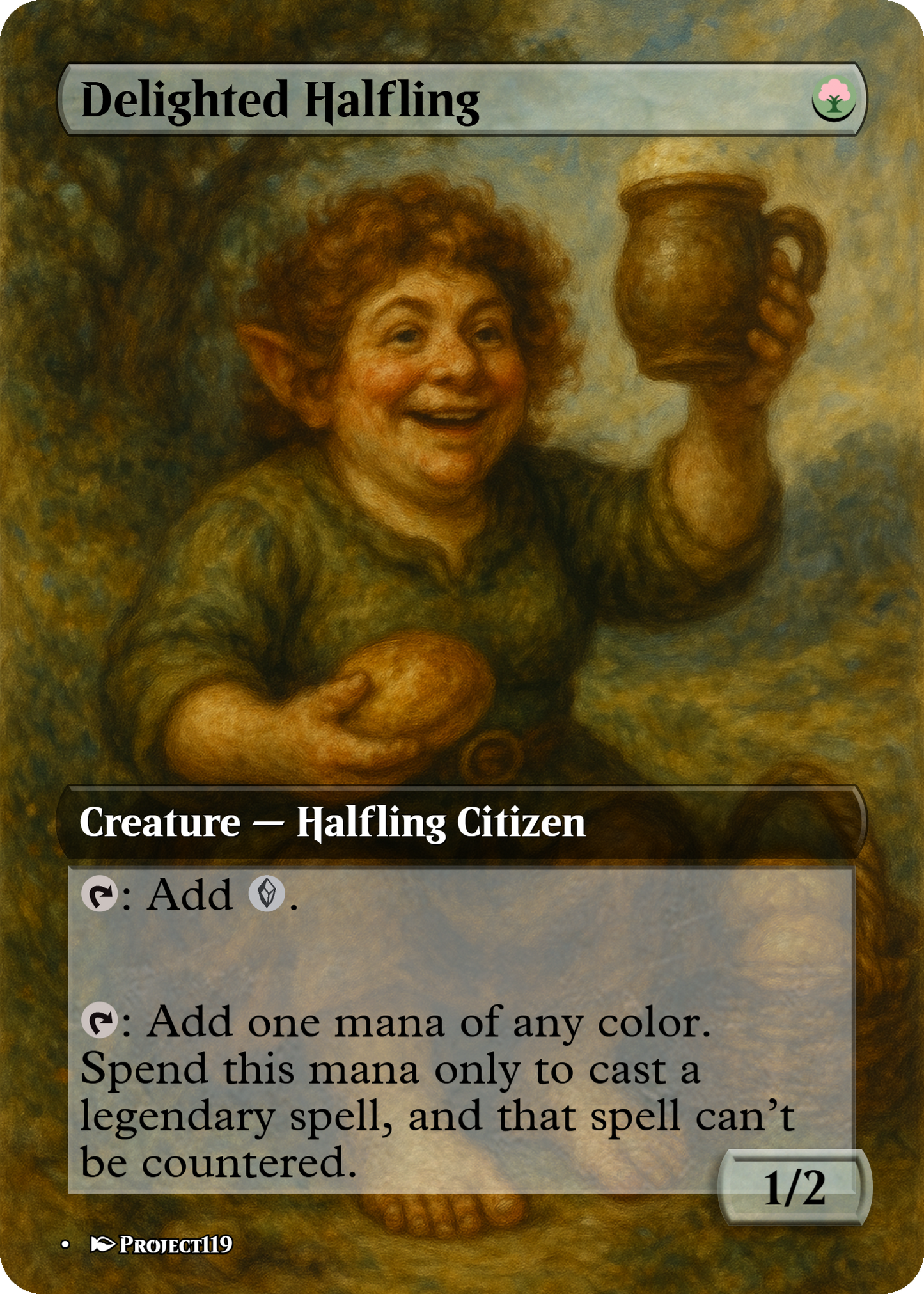 Delighted Halfling - Dark Fantasy Inspired Magic the Gathering Proxy Card