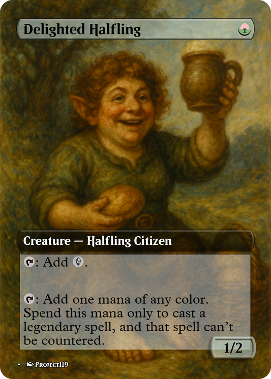 Delighted Halfling - Dark Fantasy Inspired Magic the Gathering Proxy Card