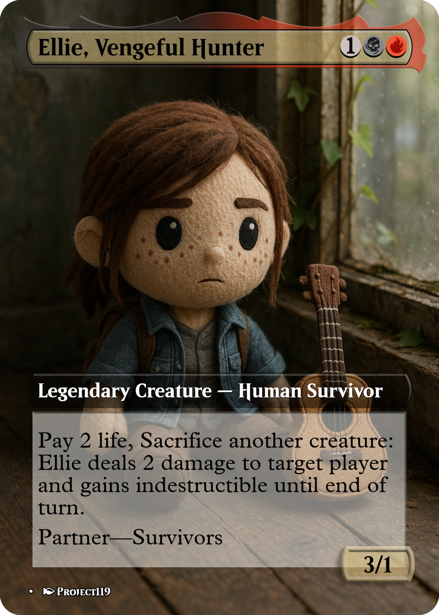 Ellie, Vengeful Hunter - Plushie Inspired Magic the Gathering Proxy Card