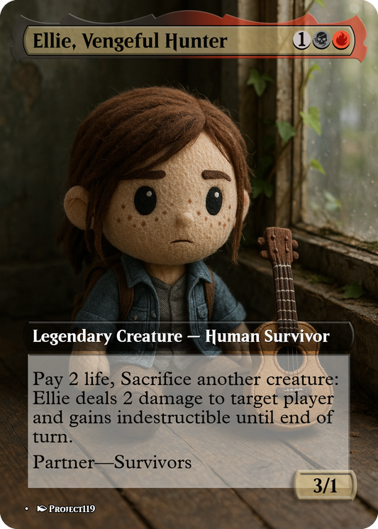 Ellie, Vengeful Hunter - Plushie Inspired Magic the Gathering Proxy Card