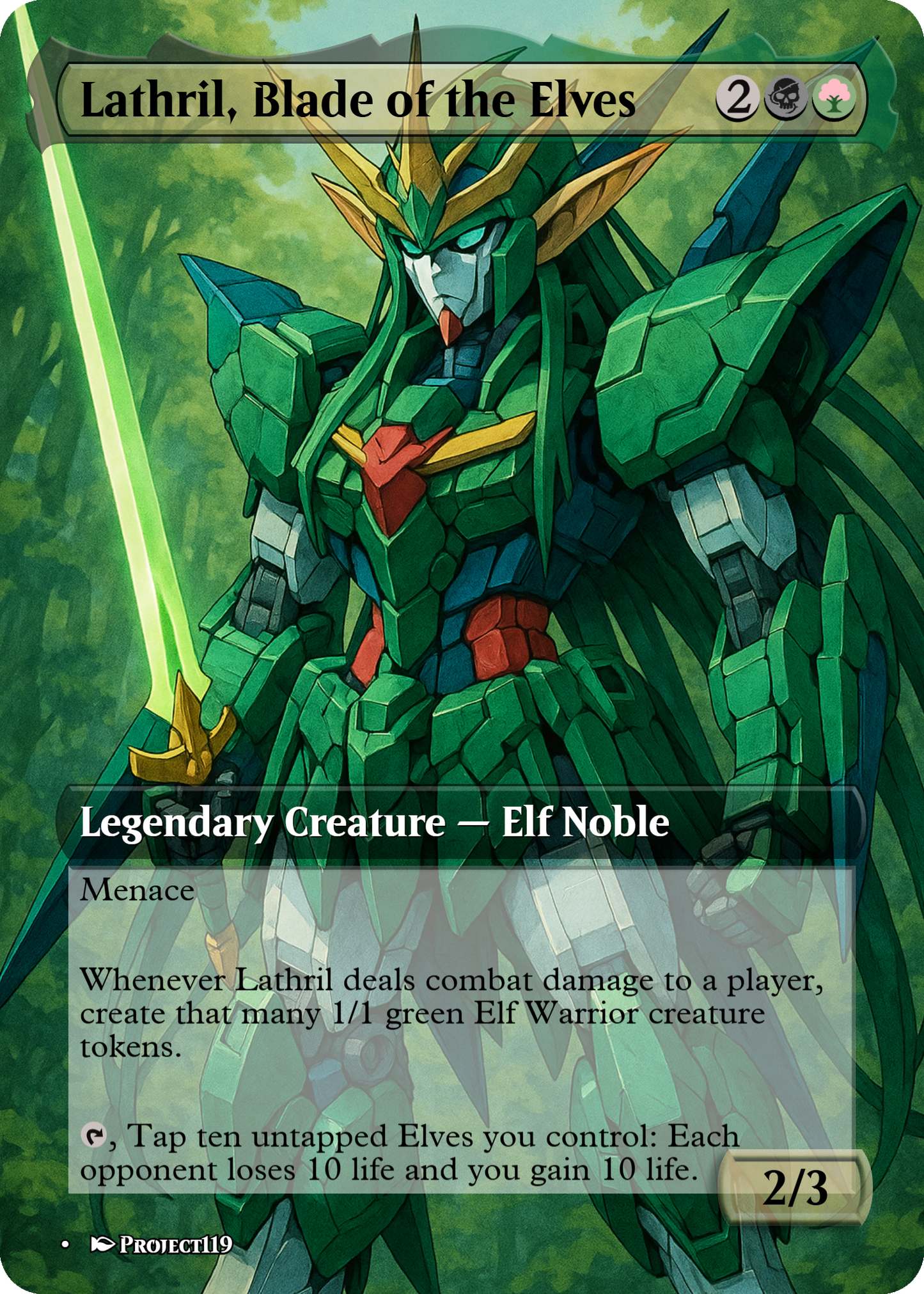 Lathril, Blade of the Elves - Gundam Inspired Magic the Gathering Proxy Card