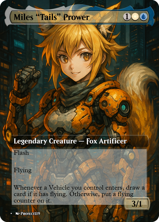 Miles "Tails" Prower - Cyberpunk Renegades Magic the Gathering Proxy Card