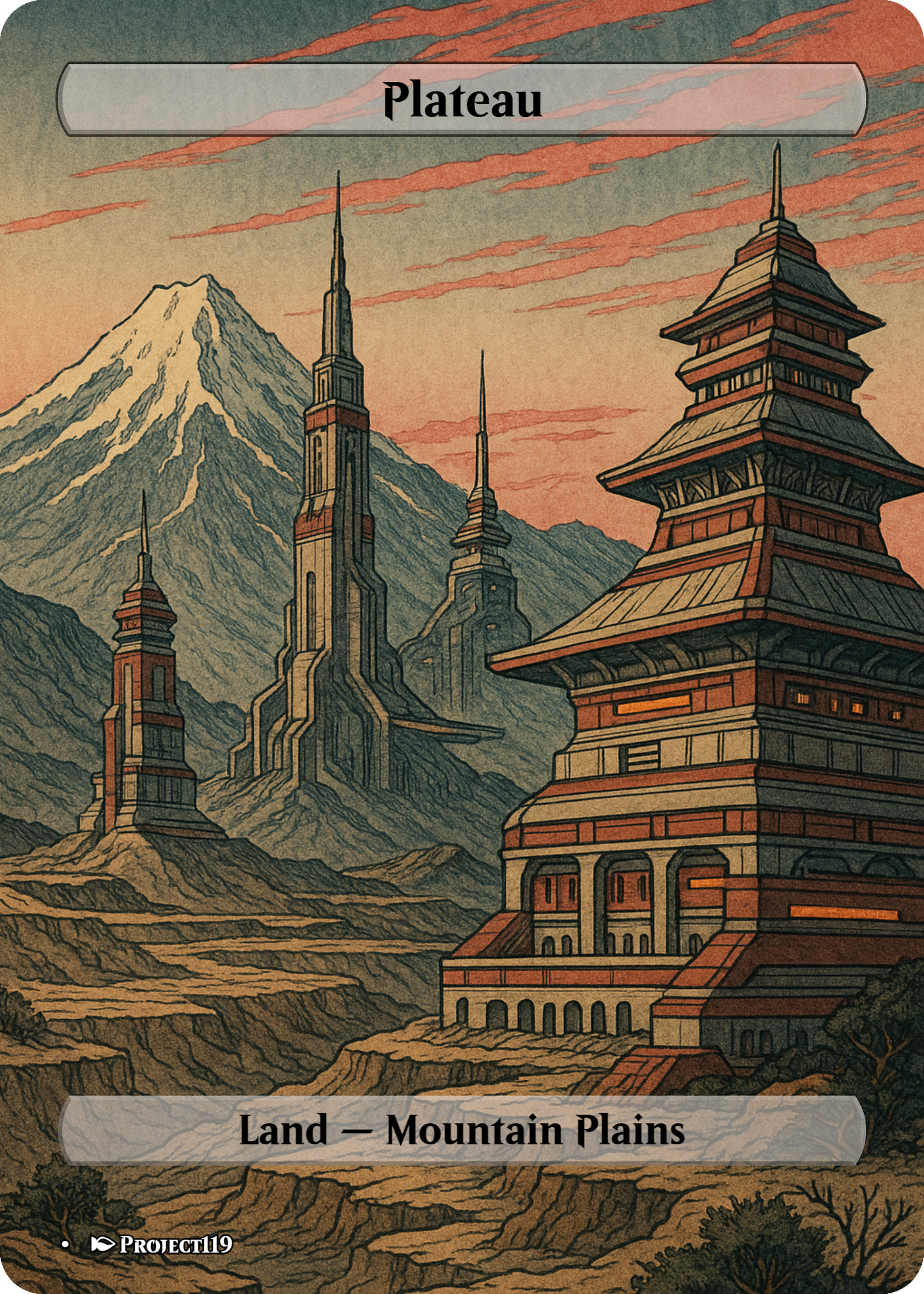 Sci Fi Japanese Wood Block Inspired 62 Card Mega Land Bundle - Magic the Gathering Proxy Cards