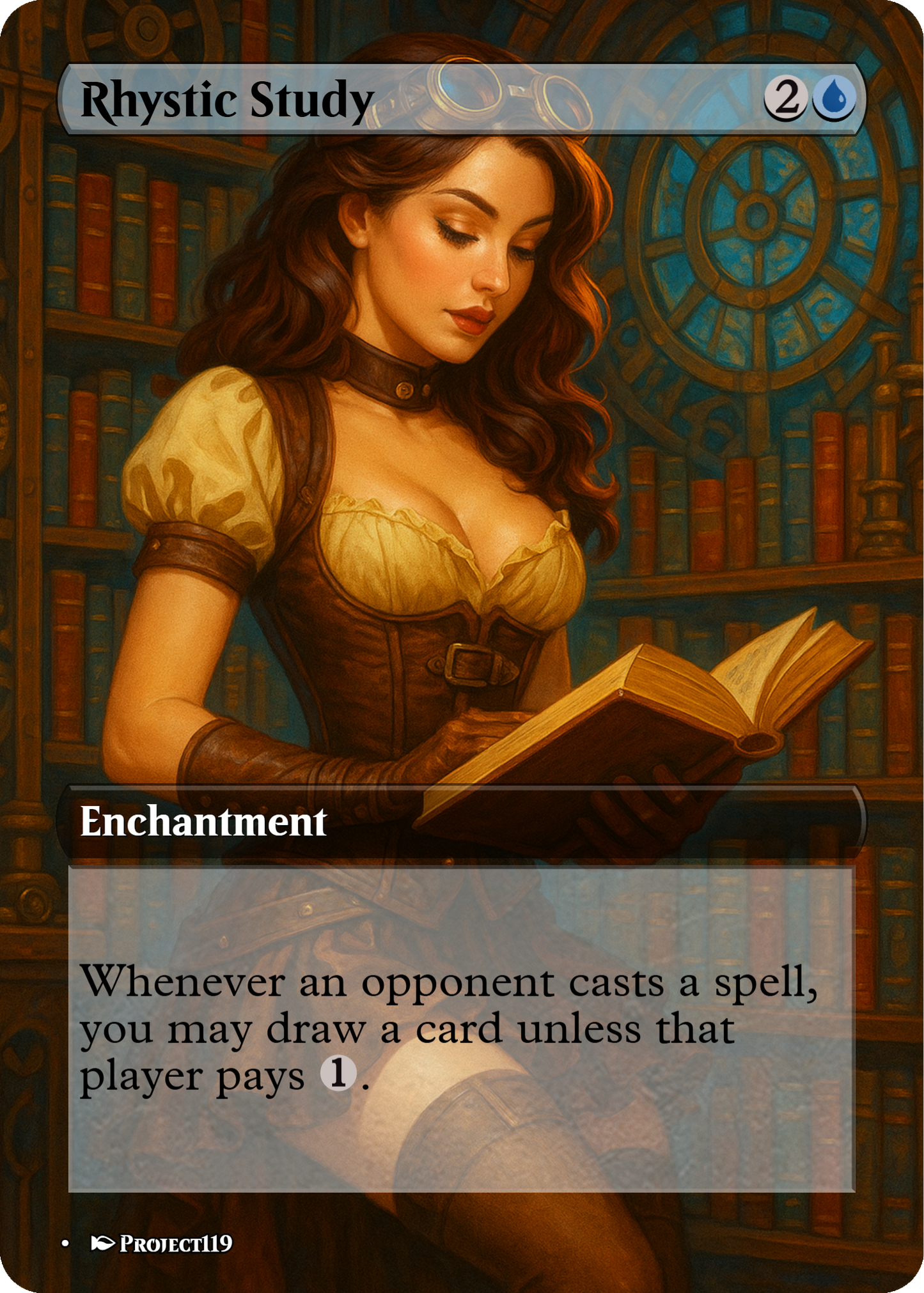 Rhystic Study - Digital Pin Up Magic the Gathering Proxy Card