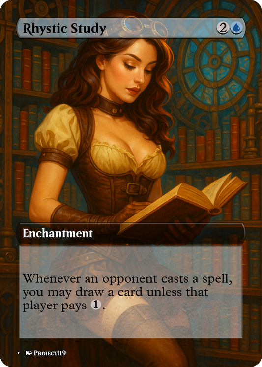 Rhystic Study - Digital Pin Up Magic the Gathering Proxy Card