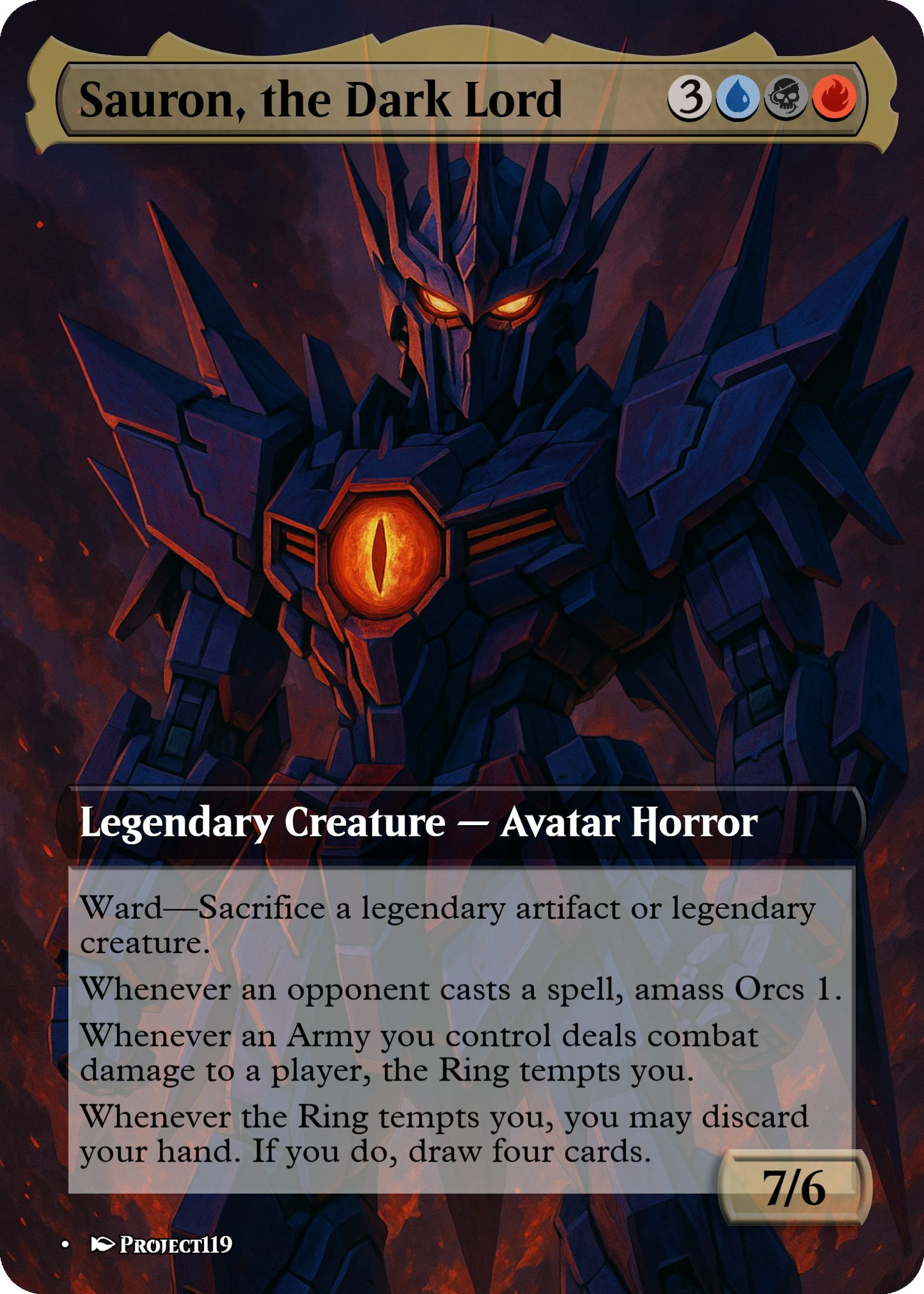 Sauron, the Dark Lord - Gundam Inspired Magic the Gathering Proxy Card