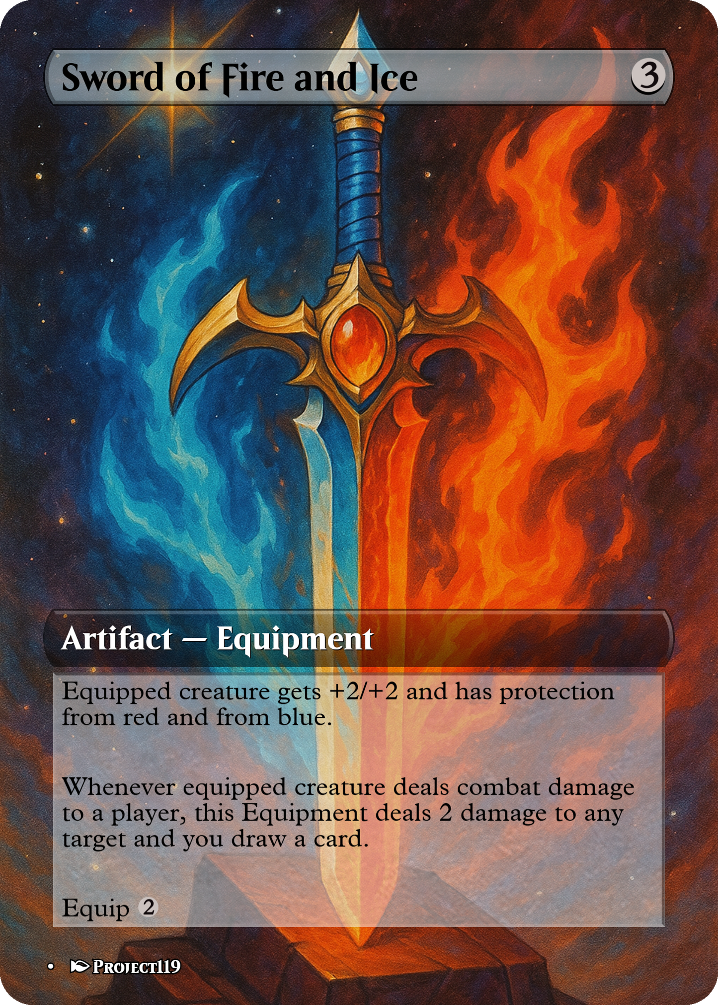 Sword of Fire and Ice - Celestial Art Inspired Magic the Gathering Proxy Card