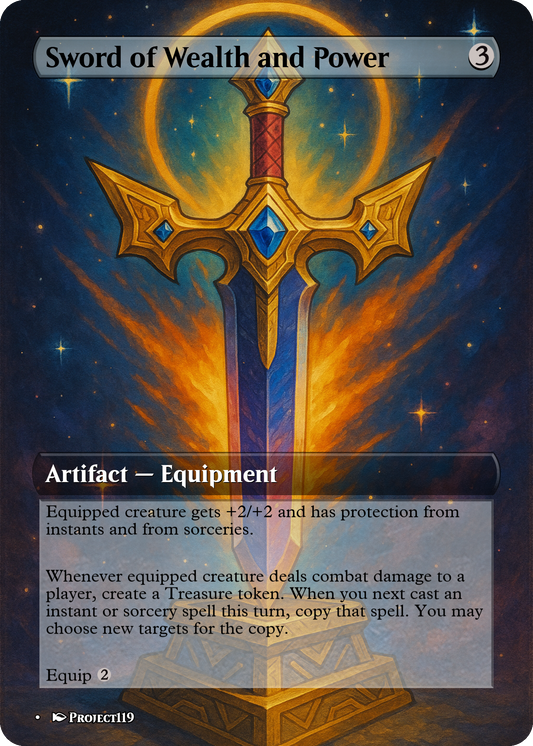 Sword of Wealth and Power - Celestial Art Inspired Magic the Gathering Proxy Card