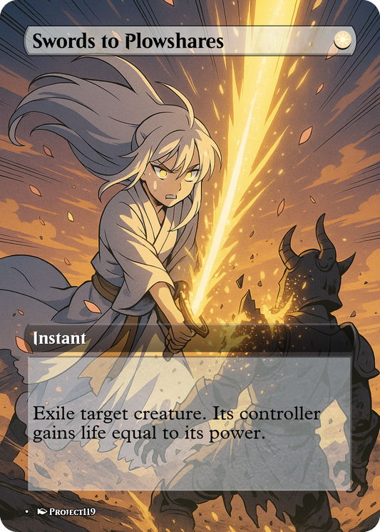 Swords to Plowshares - Shounen Inspired Magic the Gathering Proxy Card