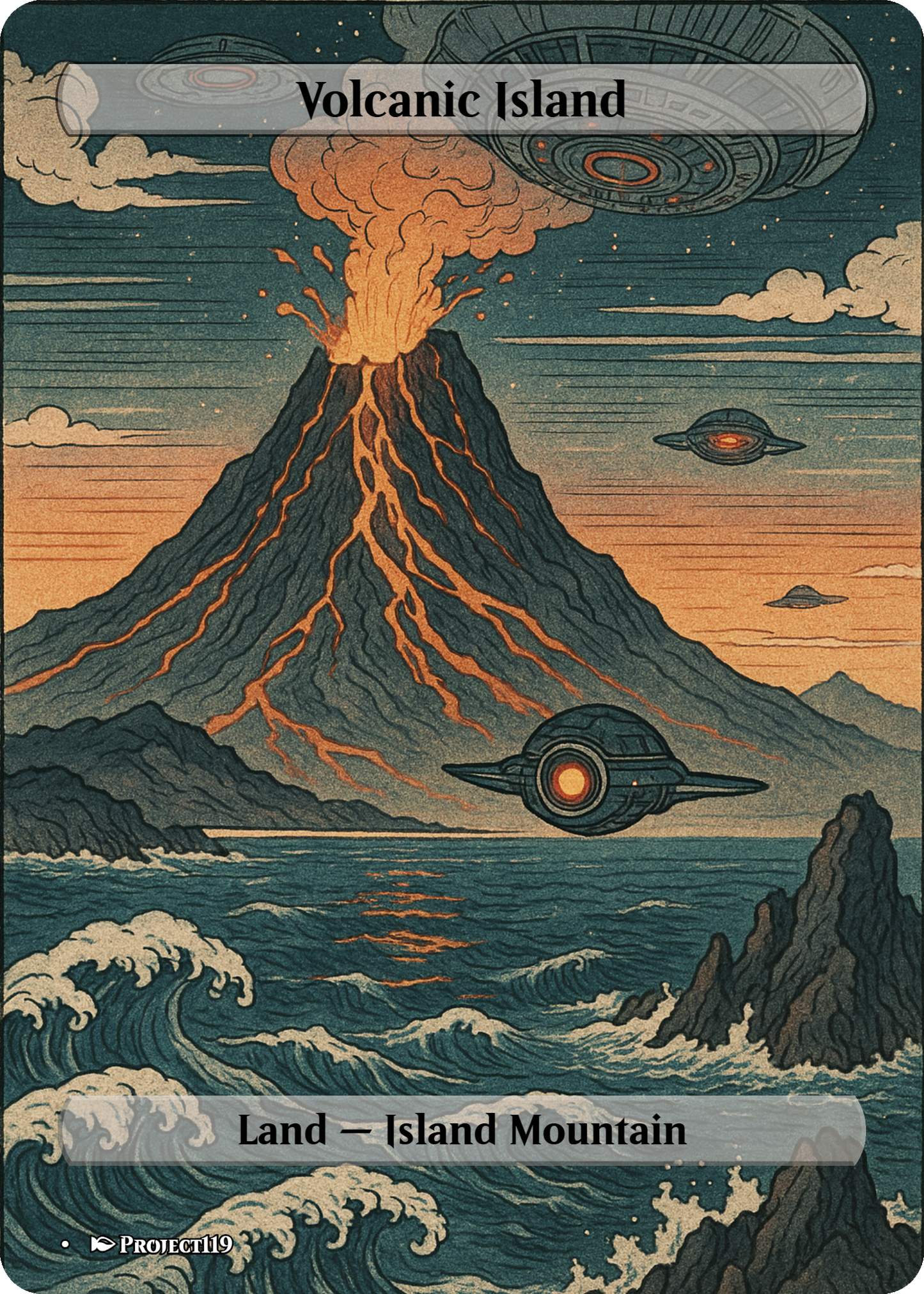 Sci Fi Japanese Wood Block Inspired 62 Card Mega Land Bundle - Magic the Gathering Proxy Cards
